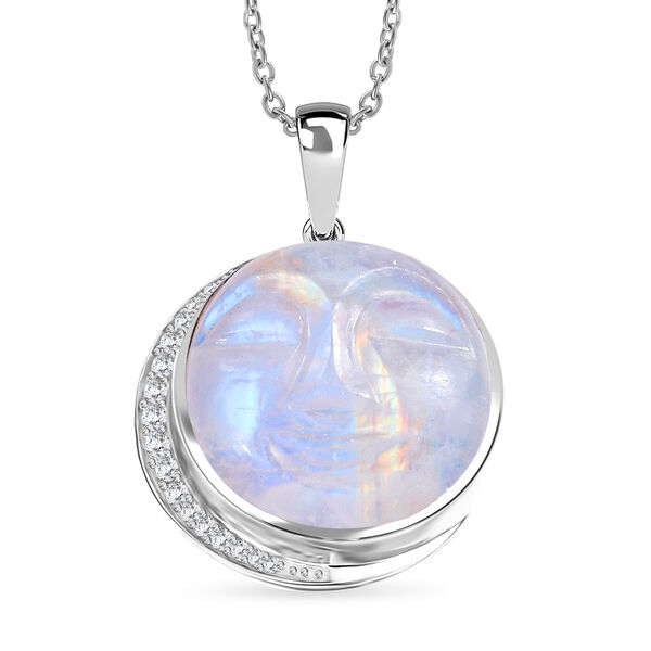 D'Joy AAA Regenbogen Mondstein und Zirkon Ring und Anh&auml;nger mit 50cm Kette image number 1