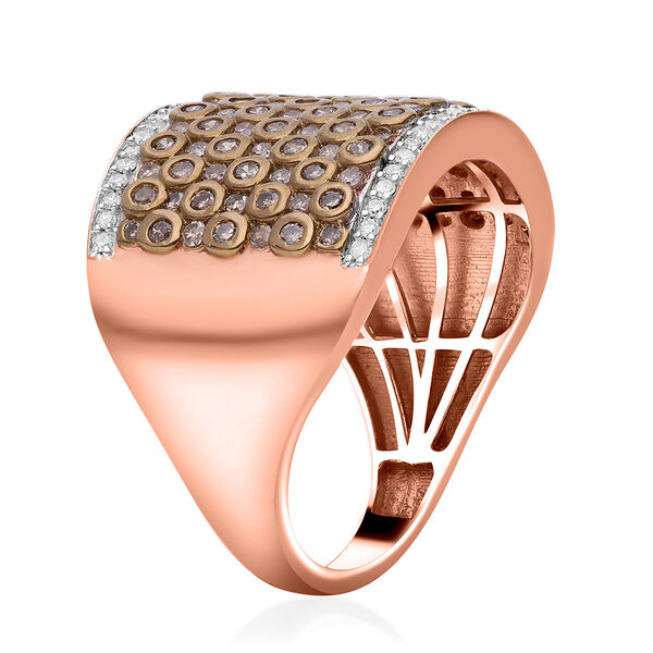 Nat&uuml;rlicher Champagner und wei&szlig;er Diamant-Ring - 1 ct. image number 3