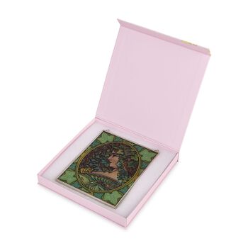 Handbemalter Glas-Sonnenf&auml;nger, Alphonse-Mucha-Design, 12&times;15cm, Mehrfarbig