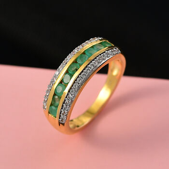 D'Joy AA Smaragd und Zirkon Ring - 0,93 ct.