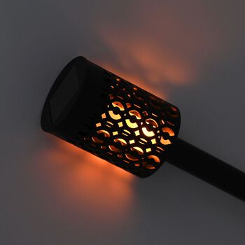 4er Set - Solar LED Gartenlichter, Flackerflamme, 5,5x36cm, schwarz