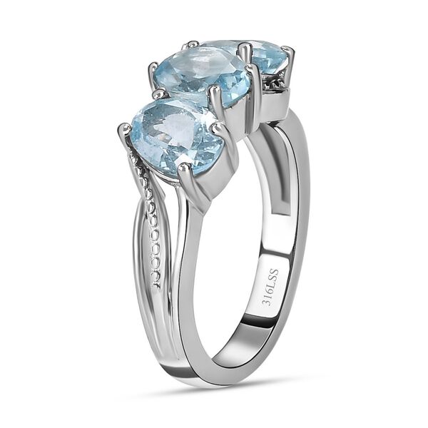 Himmelblauer Topas-Ring, (Gr&ouml;&szlig;e 16.00) Edelstahl, ca. 2,74 ct image number 5