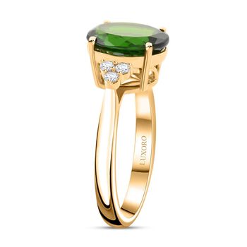 LUXORO zertifiziert und gepr&uuml;ft AAA nat&uuml;rlicher Chromdiopsid und Diamant Ring in 417 Gold - 3,75 ct.