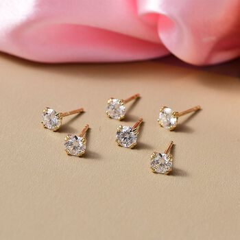 D'Joy 3er-Set Moissanit Ohrringe, 925 Silber 750 vergoldet - 2,58 ct.