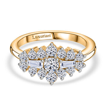 LUXURIANT DIAMOND - Lab Grown Diamant SI-GH SGL zertifiziert Ring 925 Silber 750 Gelbgold Vermeil (Gr&ouml;&szlig;e 17.00) ca. 1.00 ct
