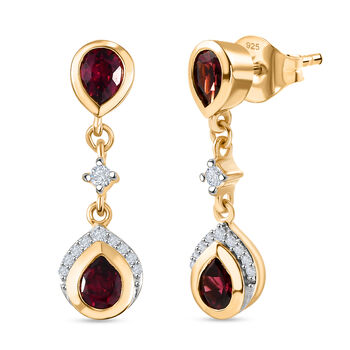 D'Joy AA nat&uuml;rlicher Rhodolith Granat und Zirkon Ohrringe - 1,98 ct.
