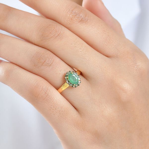 D'Joy Kagem sambischer Smaragd, gr&uuml;ner Diamant und Zirkon Ring - 0,91 ct. image number 3