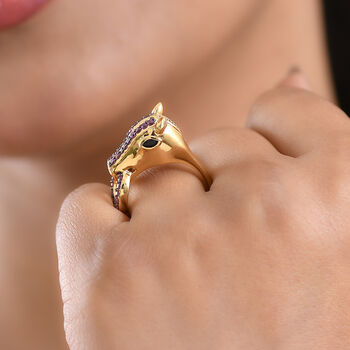 GP Trionfo Kollektion- Rhodolith Granat, schwarzer Spinell und blauer Saphir Ring - 0,72 ct.