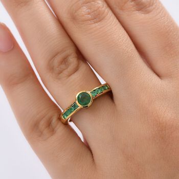 Timeless Embrace - D joy Kagem Sambischer Smaragd Ring 925 Silber 750 Gelbgold Vermeil (Gr&ouml;&szlig;e 18.00) ca. 0.76 ct