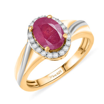 D'Joy afrikanischer Rubin und Zirkon zweifarbiger Ring - 2,21 ct.