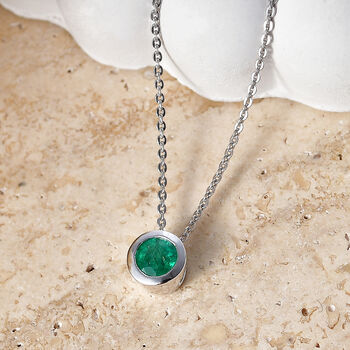 D'Joy AAA Kagem Sambischer Smaragd Schmuckset ca. 50 cm 925 Silber Rhodiniert ca. 0.43 ct