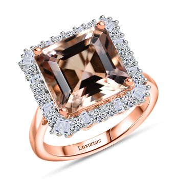 LUXURIANT AAA Morganit und Labor Diamant Ring in 417 Ros&eacute;gold - 6 ct.