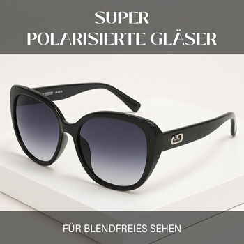 SOLE UND LUCE Swiss Eyewear Hepburn Sonnenbrille, Ultra Polarisierte Gl&auml;ser, UV400 Schutz, Schwarz