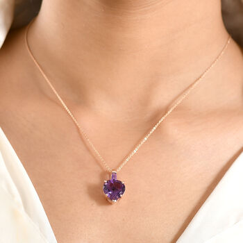 GP Amore Kollektion- AA Rose De France Amethyst, afrikanischer Amethyst und blauer Saphir Anh&auml;nger mit 50cm Kette - 6,31 ct.