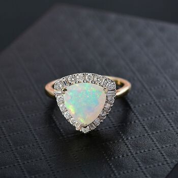 LUXURIANT AGI zertifiziert und gepr&uuml;ft AAA &auml;thiopischer Welo Opal und Labor Diamant Ring in 417 Gelbgold - 2,53 ct.