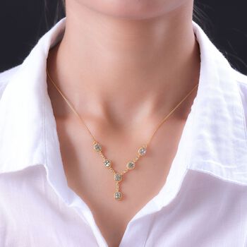 AAA Turkizit und wei&szlig;es Zirkon Collier, ca. 45 cm, 925 Silber Gelbgold Vermeil ca. 2.42 ct