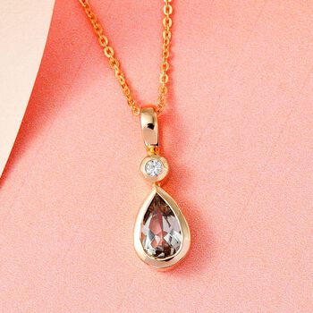 AAA Turkizit und wei&szlig;er Zirkon-Anh&auml;nger mit Kette, 50 cm - 0,87 ct.