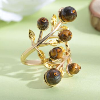 Gelbes Tigerauge und mehrfarbiger Kristall-Ring - 2 ct.