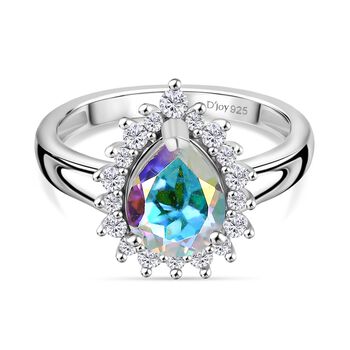 D'Joy Merkur mystischer Topas, Wei&szlig;er Zirkon Ring 925 Silber platiniert (Gr&ouml;&szlig;e 20.00) ca. 2,16 ct