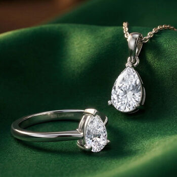 LUXURIANT VS-EF Labor Diamant Ring und SGL zertifizierter SI-GH Labor Diamant Anh&auml;nger mit 50cm Kette