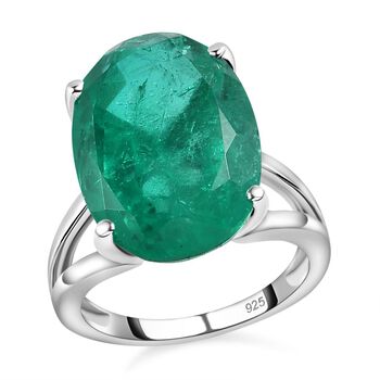 Smaragd-Quarz Triplette Ring, 925 Silber rhodiniert (Gr&ouml;&szlig;e 17.00) ca. 13.51 ct