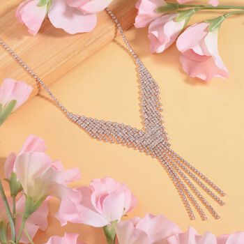 Wasserfall wei&szlig;es Kristall Collier, ca. 50 cm, ros&eacute;farben