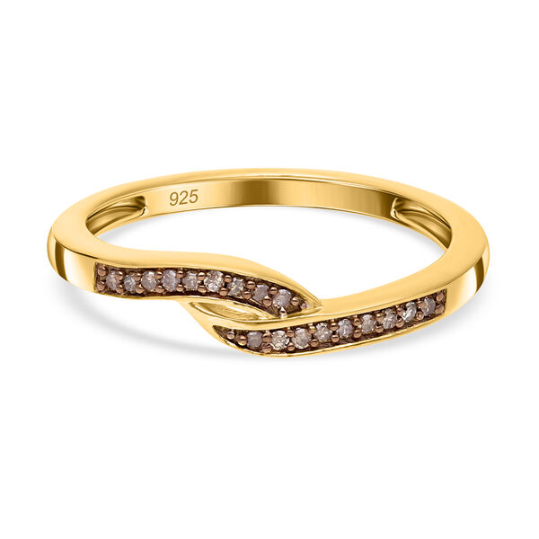 Nat&uuml;rlicher Champagner-Diamantring - 925 Silber Gelbgold Vermeil- 0,10 ct.