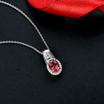 D'Joy AA Blush Turmalin, Moissanit Anh&auml;nger mit Kette, ca. 50 cm 925 Silber rhodiniert ca. 1.03 ct