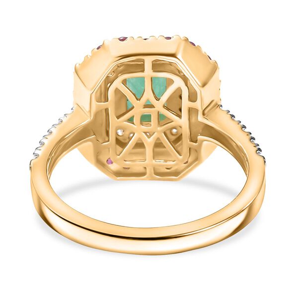 D&rsquo;Joy AAA Kagem sambischer Smaragd, Mosambik Rubin und Moissanit Ring - 2.19 ct. image number 5