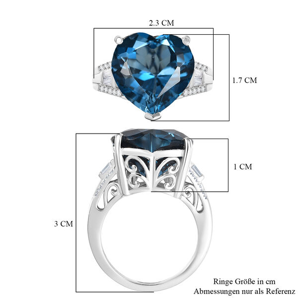 D'Joy London Blautopas und Moissanit Ring - 14,06 ct. image number 7
