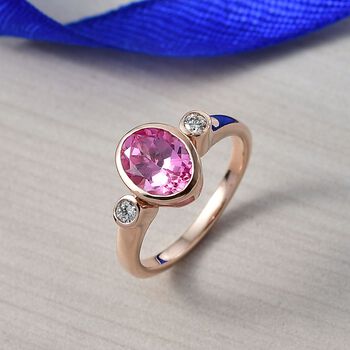 LUXURIANT AAA Labor Rosa Saphir und Labor Diamant Ring - 2,70 ct.