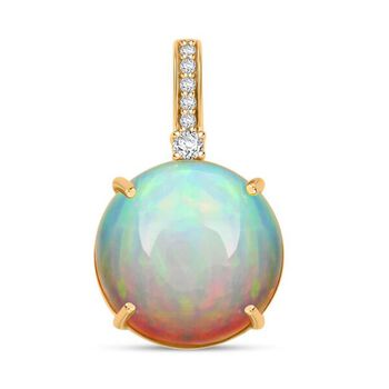 AAA nat&uuml;rlicher, &auml;thiopischer Welo Opal und Diamant Anh&auml;nger in 585 Gold - 7,15 ct.