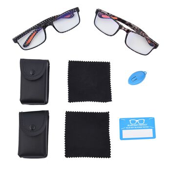 Faltbare Lesebrille 2 St&uuml;ck Set, Blaulichtfilter, Testkit, 18,5x3,6x8,3cm