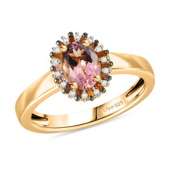 D'Joy Blush Turmalin, roter Diamant und Zirkon Ring - 1 ct.