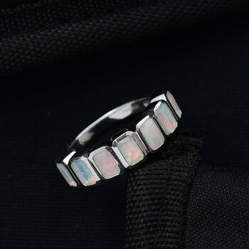 D'Joy AA nat&uuml;rlicher, &auml;thiopischer Welo Opal Ring, 925 Silber platiniert - 1,58 ct.