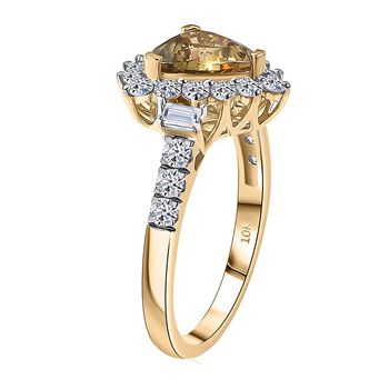 Luxuriant - AAA Nat&uuml;rlicher goldener Tansanit, Lab Grown Diamant Ring 417 Gold (Gr&ouml;&szlig;e 16.50) ca. 2.85 ct