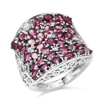 D'Joy AA nat&uuml;rlicher Rhodolith Granat und Zirkon Ring - 7,50 ct.