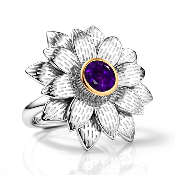EverTrue afrikanischer Amethyst zweifarbiger Ring - 0,77 ct.