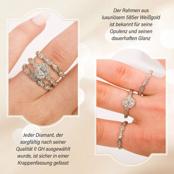 New York Kollektion - 3er-Set  I1 GH Diamant Ring in 585 Wei&szlig;gold- 1 ct.