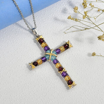 EverTrue AA Multi-Edelstein Anh&auml;nger mit 50cm Kette - 5,34 ct.