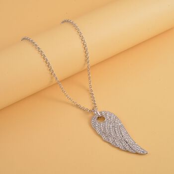 Wei&szlig;er Kristall-Fl&uuml;gel-Anh&auml;nger mit Kette - 10 ct.