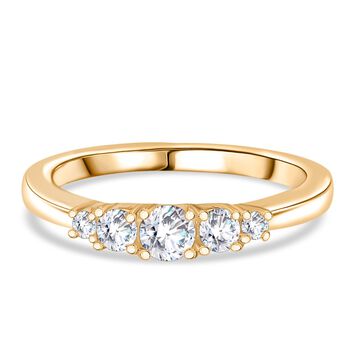 RADIANTA GRA zertifiziert Moissanit (D-VVS) Ring 925 Silber vergoldet (Gr&ouml;&szlig;e 19.00) ca. 0.49 ct