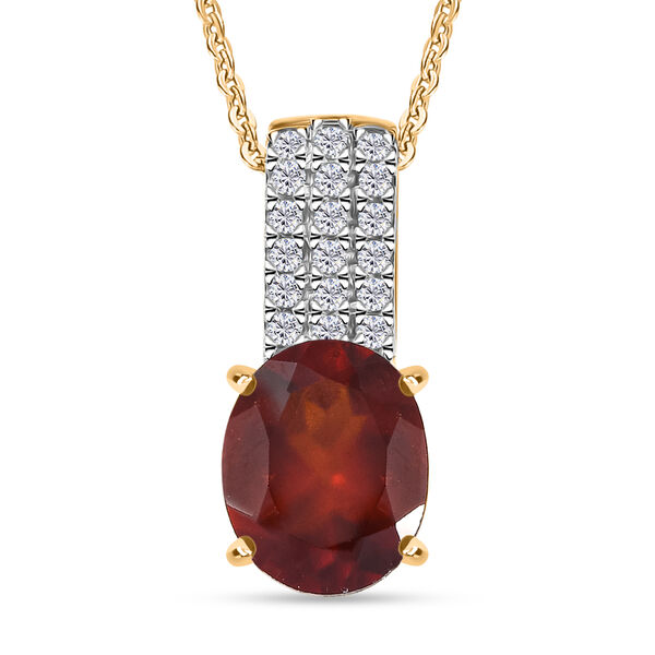 D'Joy AAA Hessonit Granat und Zirkon Ring und Anh&auml;nger mit 50cm Kette image number 1