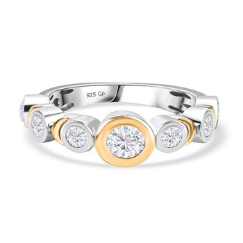 GP Celestial Dream Kollektion - Moissanit Ring 925 Silber Rhodiniert und 750 Gelbgold Vermeil (Gr&ouml;&szlig;e 20.00) ca. 1.05 ct