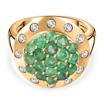 Gemfields Smaragd Ring, 925 Silber Gelbgold Vermeil (Gr&ouml;&szlig;e 18.00) ca. 2.22 ct