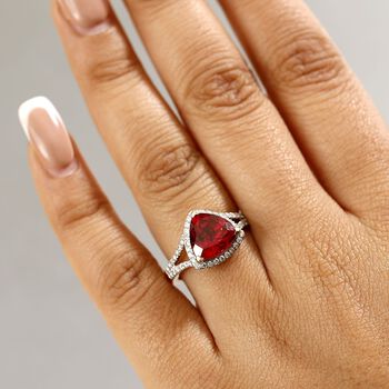 LUXURIANT zertifiziert und gepr&uuml;ft AAA Labor Padparadscha Saphir und Labor Diamant Ring in 417 Gold - 4 ct.