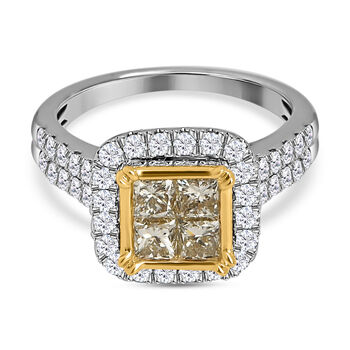 ILIANA VS nat&uuml;rlicher gelber und I1-I2 wei&szlig;er Diamant-Ring - 2,25 ct.