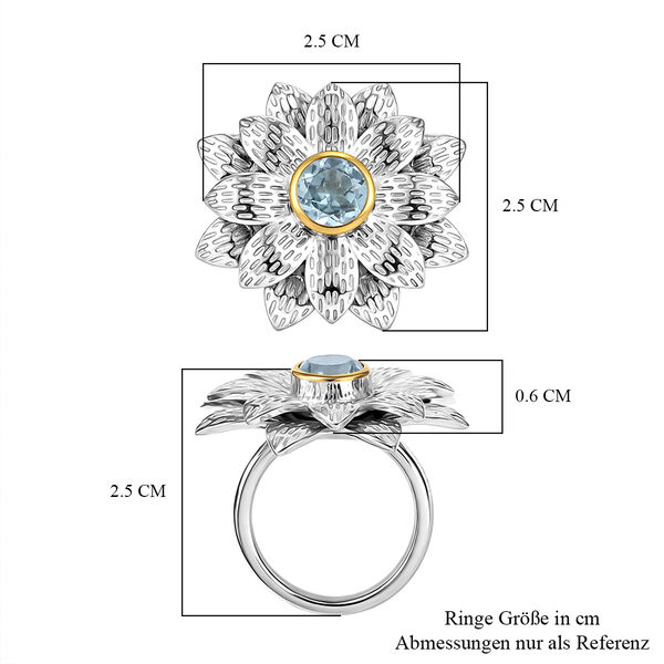 EverTrue himmelblauer Topas zweifarbiger Ring - 1 ct. image number 7