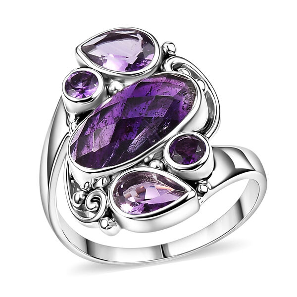Sajen Silber - Afrikanischer Amethyst Ring 925 Silber rhodiniert (Gr&ouml;&szlig;e 19.00) ca. 3.98 ct