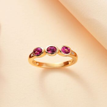 Labor roter Beryll und Diamant-Ring - 0,52 ct.